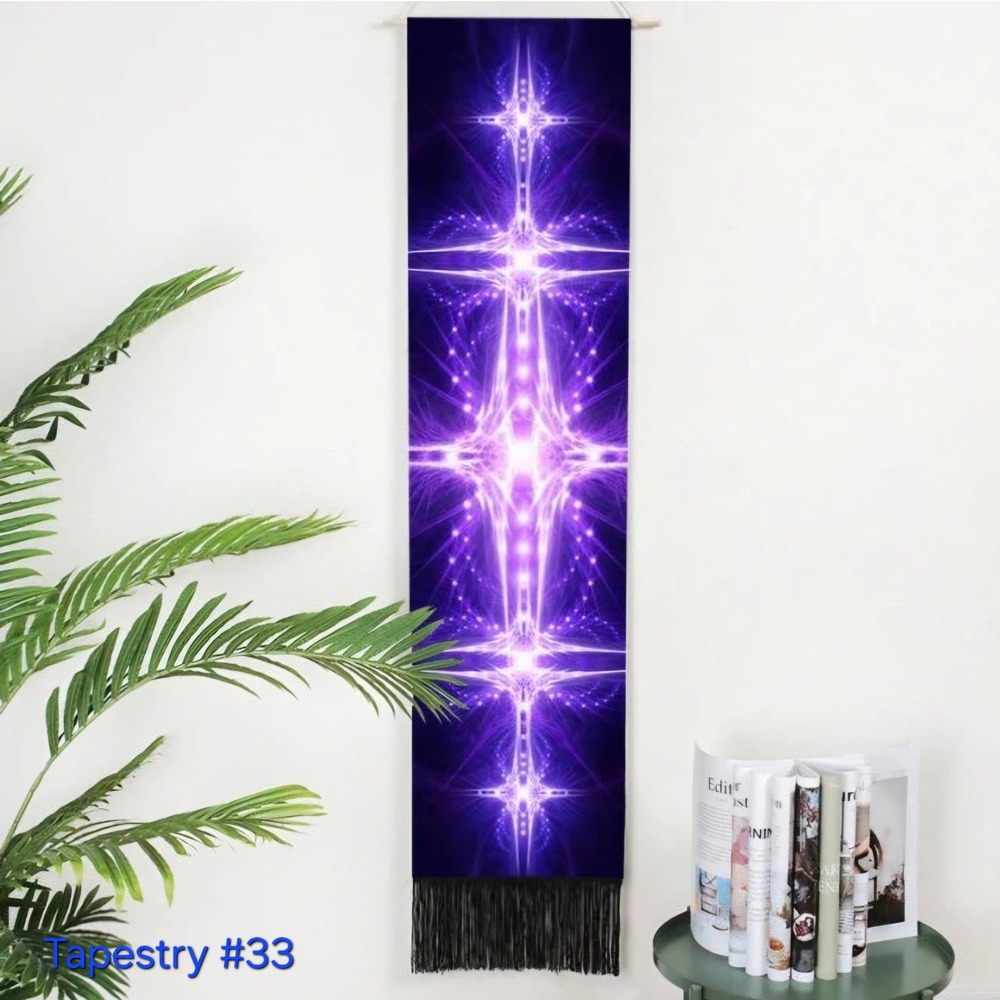 Purple Abstract Starburst Tapestry Wall Hanging with‎ Fringe Decor Art